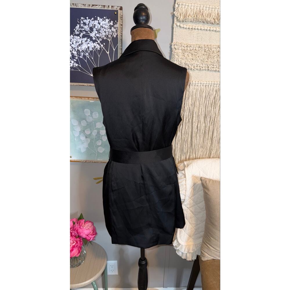 Express Black Satin-Look Double-Breasted Longline Vest – Medium – NWT - Picture 5 of 10